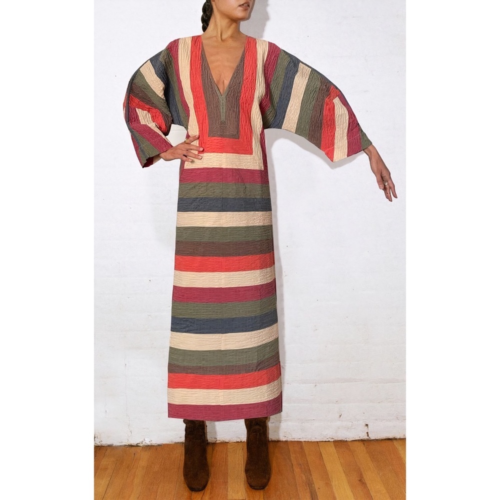 NWT Mara Hoffman Midi Striped Long-Sleeve Lupita Dress